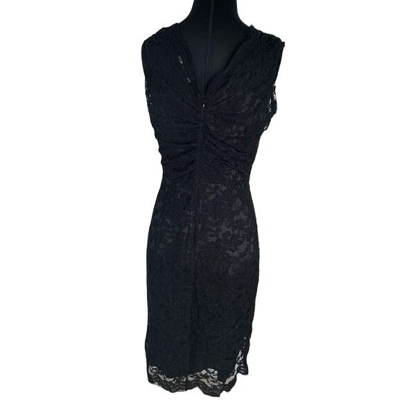 Y2K Calvin Klein Lace Overlay Slip Dress Set – Size 6 Little Black Party Dress - Picture 3 of 16